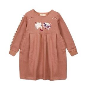 Chandamama Dusty Pink Long Sleeve Floral Embroidered Nonna Dress Girls Size 14